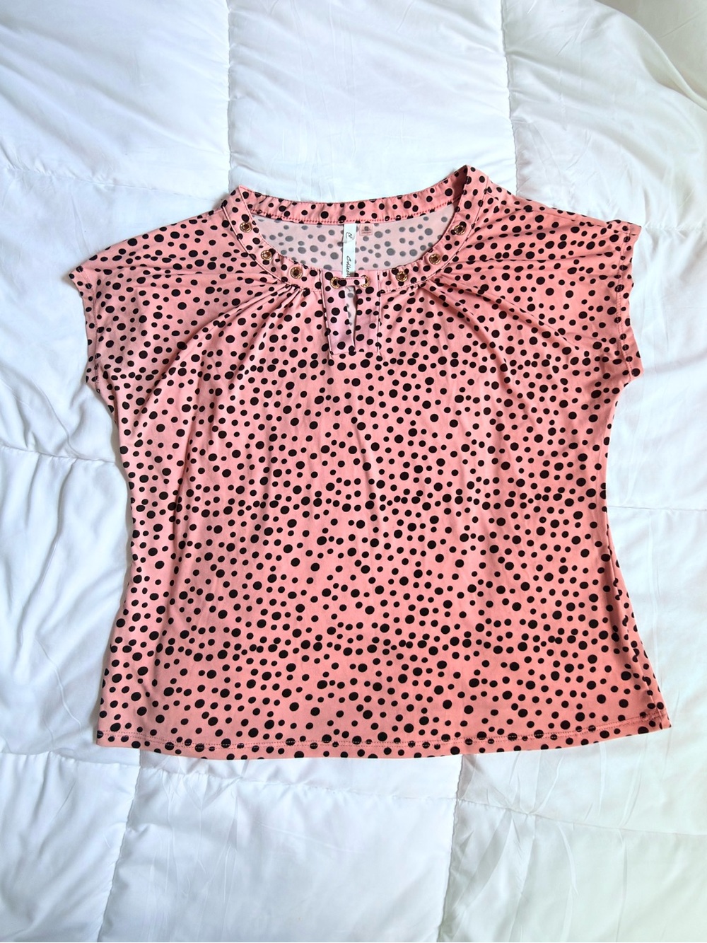 BUSINESS CASUAL pink polka dot top